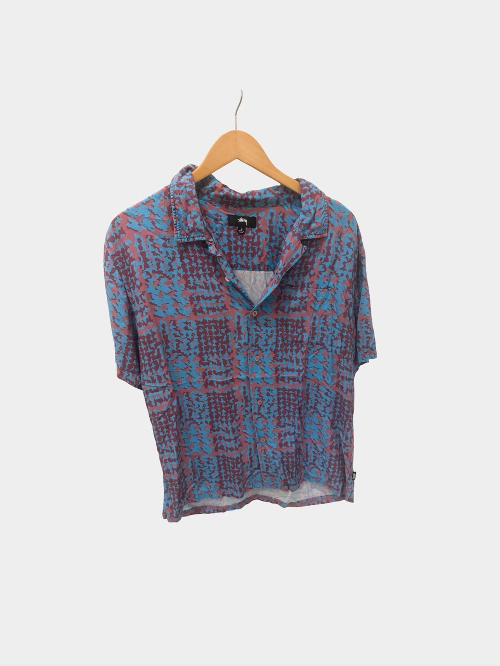 Stüssy Abstract Print Short Sleeve Button Up Shirt Large